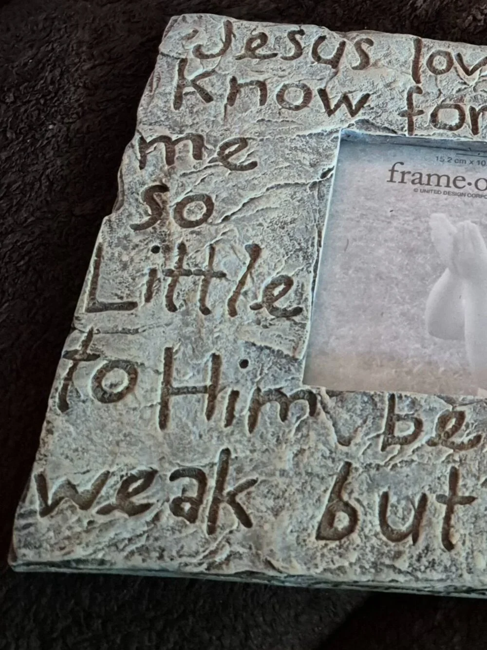 Frame-ology Stand-Up Picture Frame Jesus Loves Me Stone-Textured Resin Engraved